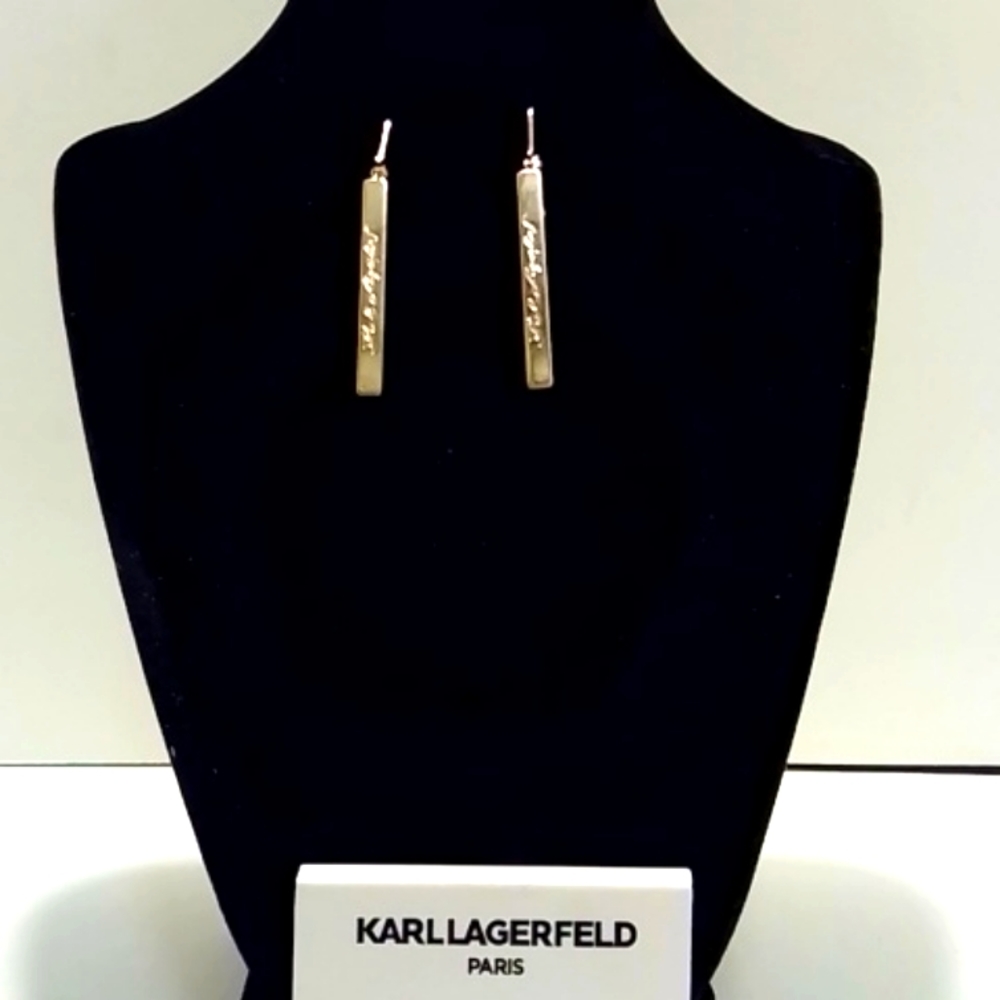 Karl Lagerfeld Gold Bar Signature Earrings Set